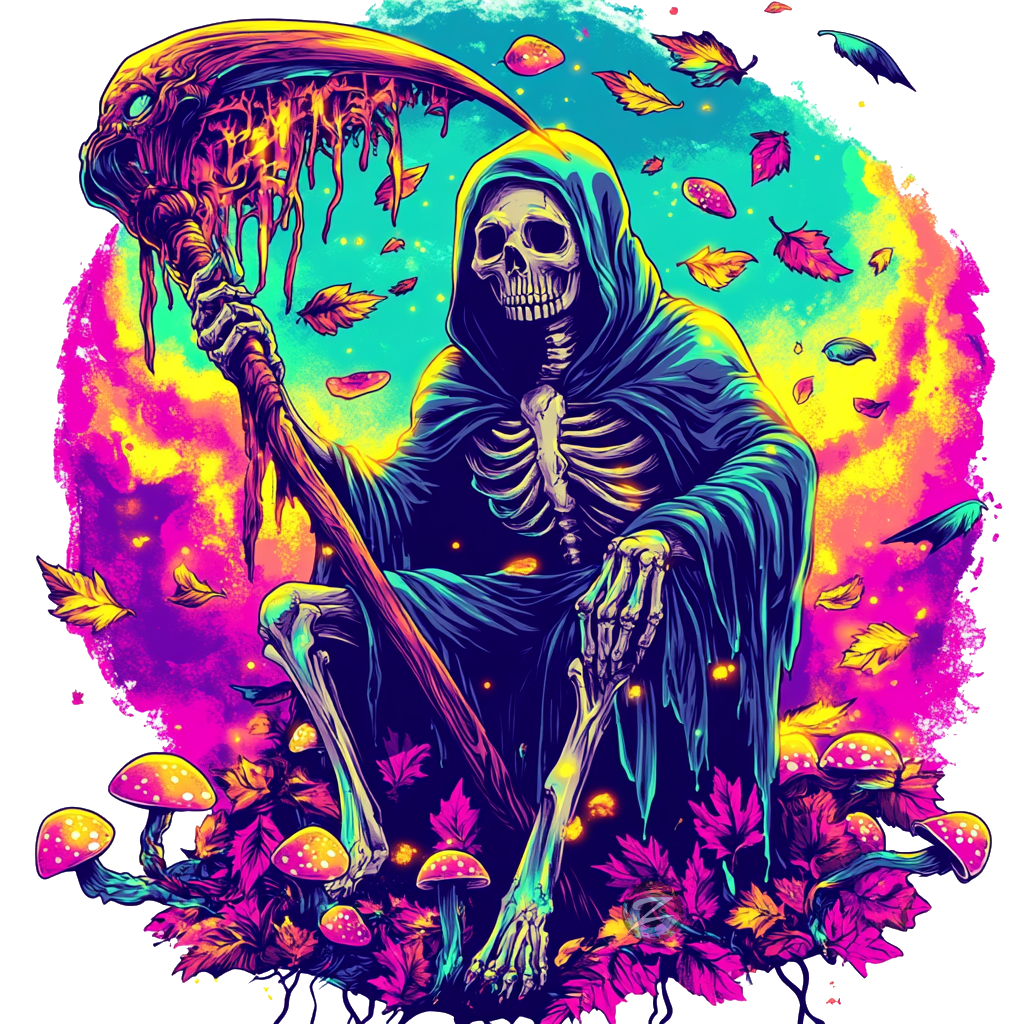 Grim Reaper in Psychedelic Paradise